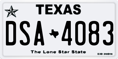 TX license plate DSA4083