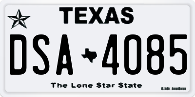 TX license plate DSA4085