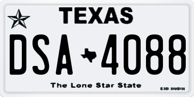 TX license plate DSA4088