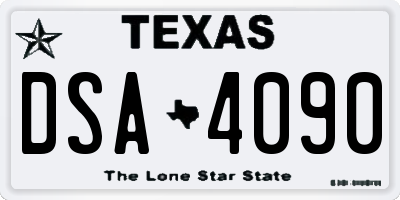 TX license plate DSA4090