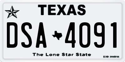 TX license plate DSA4091