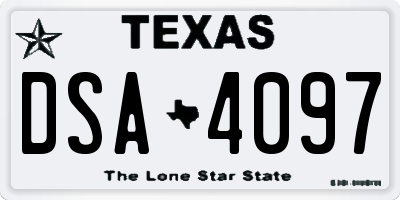 TX license plate DSA4097