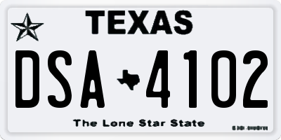 TX license plate DSA4102
