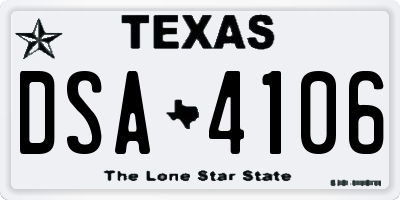 TX license plate DSA4106