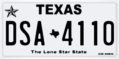 TX license plate DSA4110