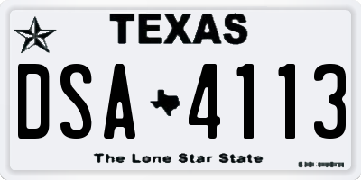 TX license plate DSA4113