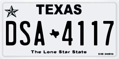 TX license plate DSA4117