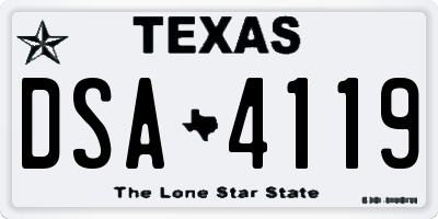 TX license plate DSA4119