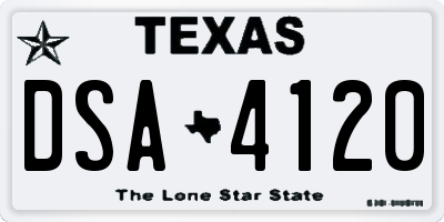 TX license plate DSA4120