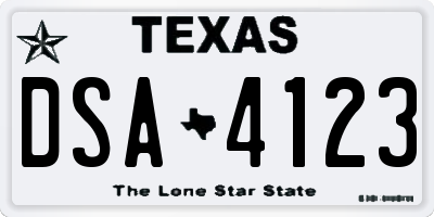TX license plate DSA4123