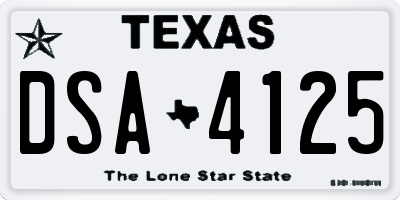 TX license plate DSA4125