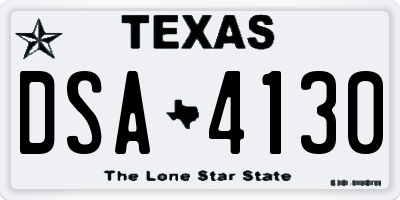 TX license plate DSA4130
