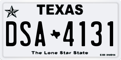 TX license plate DSA4131