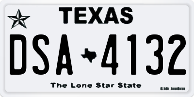 TX license plate DSA4132