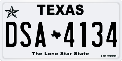 TX license plate DSA4134