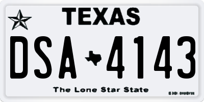 TX license plate DSA4143