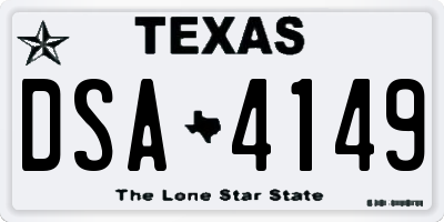 TX license plate DSA4149