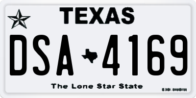 TX license plate DSA4169