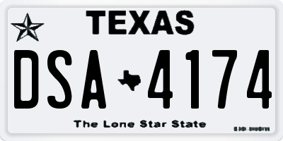 TX license plate DSA4174