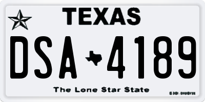 TX license plate DSA4189