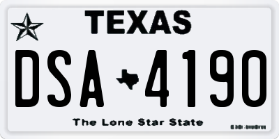 TX license plate DSA4190