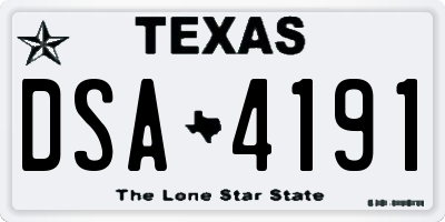 TX license plate DSA4191