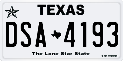 TX license plate DSA4193
