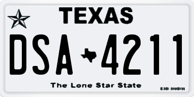 TX license plate DSA4211