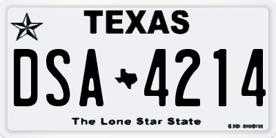 TX license plate DSA4214