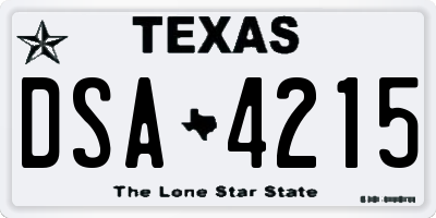 TX license plate DSA4215