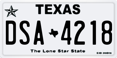 TX license plate DSA4218