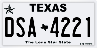 TX license plate DSA4221
