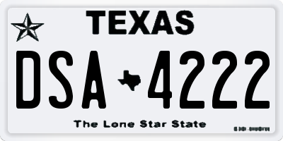 TX license plate DSA4222