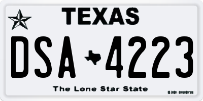 TX license plate DSA4223