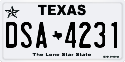 TX license plate DSA4231