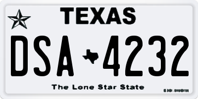 TX license plate DSA4232