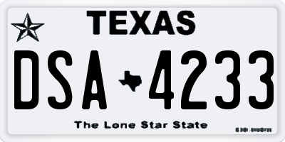 TX license plate DSA4233