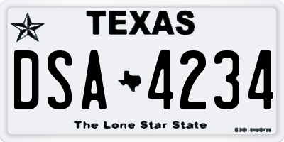 TX license plate DSA4234