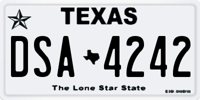 TX license plate DSA4242