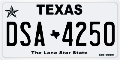 TX license plate DSA4250