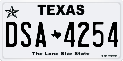 TX license plate DSA4254
