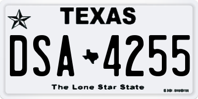 TX license plate DSA4255