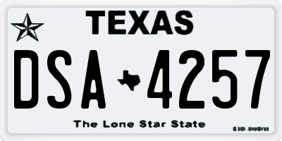 TX license plate DSA4257