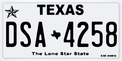 TX license plate DSA4258