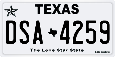 TX license plate DSA4259