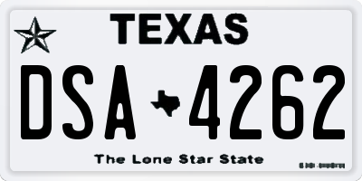 TX license plate DSA4262