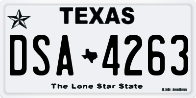 TX license plate DSA4263
