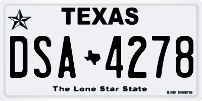 TX license plate DSA4278