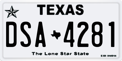 TX license plate DSA4281