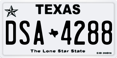 TX license plate DSA4288